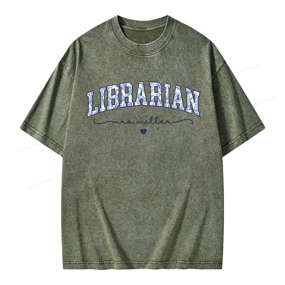 Pagewings Personalized Custom Librarian Unisex Washed T-shirt