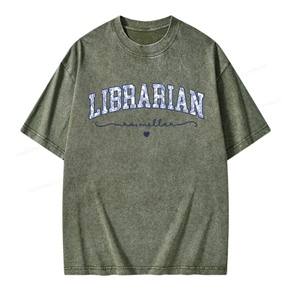 Pagewings Personalized Custom Librarian Unisex Washed T-shirt