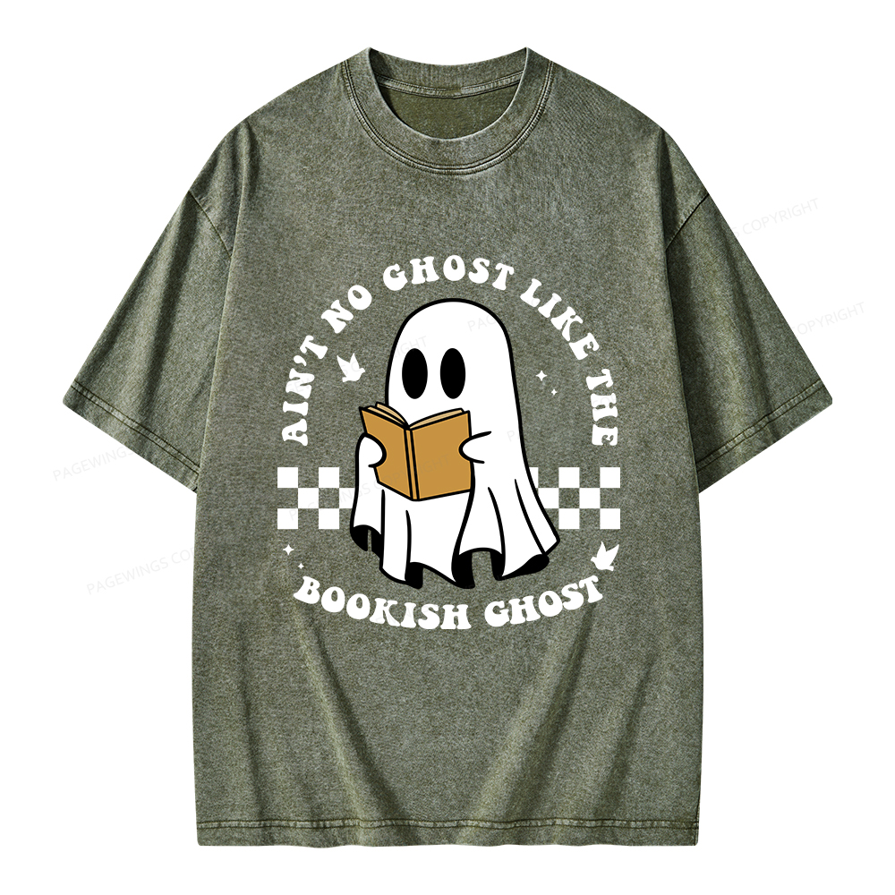 Pagewings Ain't No Ghost Like The Bookish Ghost Unisex Washed T-shirt