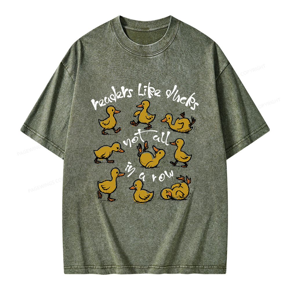 Pagewings Readers Like Ducks Not All In A Row Unisex Washed T-shirt