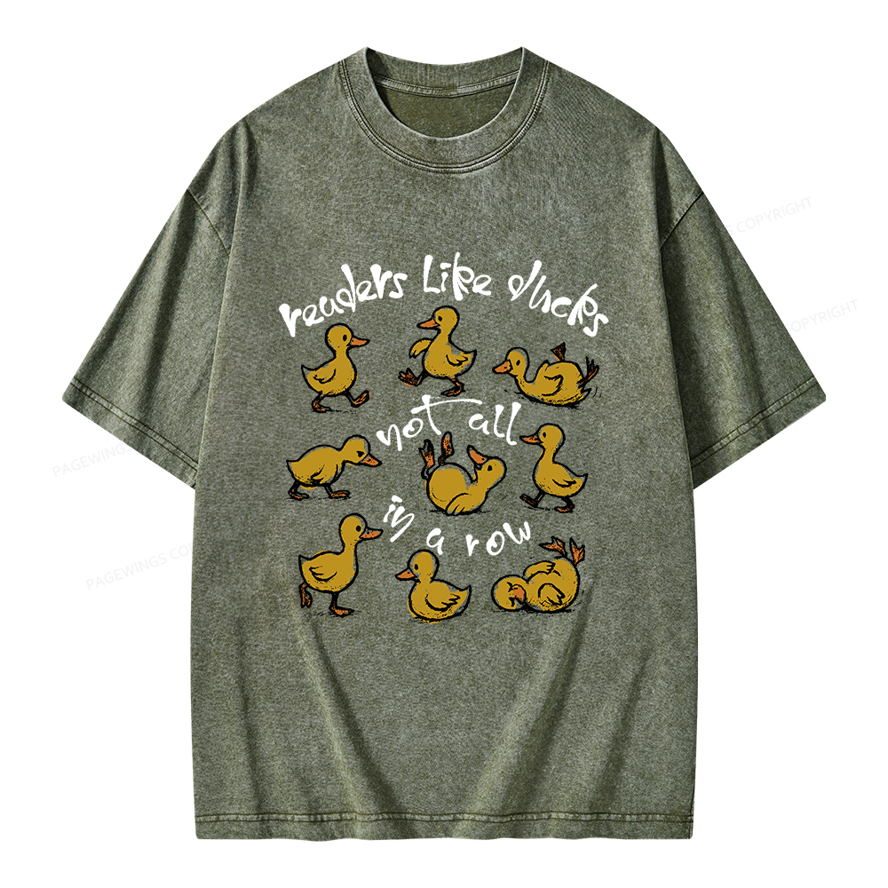 Pagewings Readers Like Ducks Not All In A Row Unisex Washed T-shirt