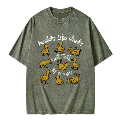 Pagewings Readers Like Ducks Not All In A Row Unisex Washed T-shirt