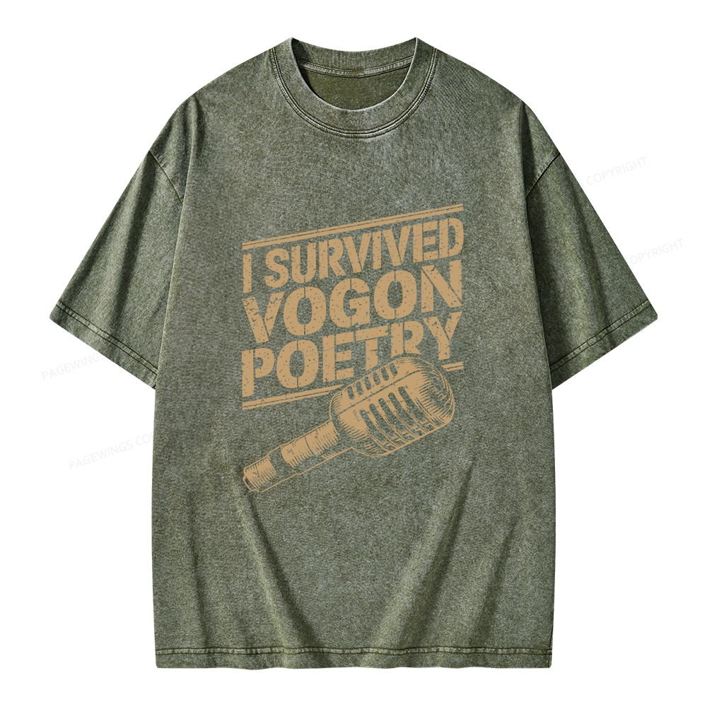 Pagewings I Survived Vogon Poetry Unisex Washed T-shirt