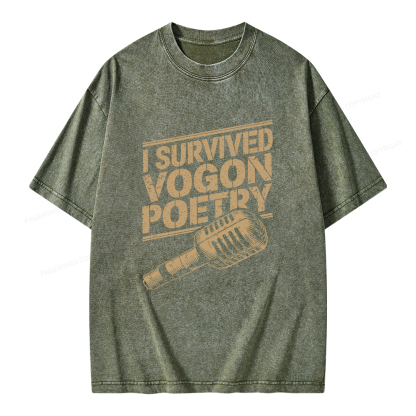 Pagewings I Survived Vogon Poetry Unisex Washed T-shirt