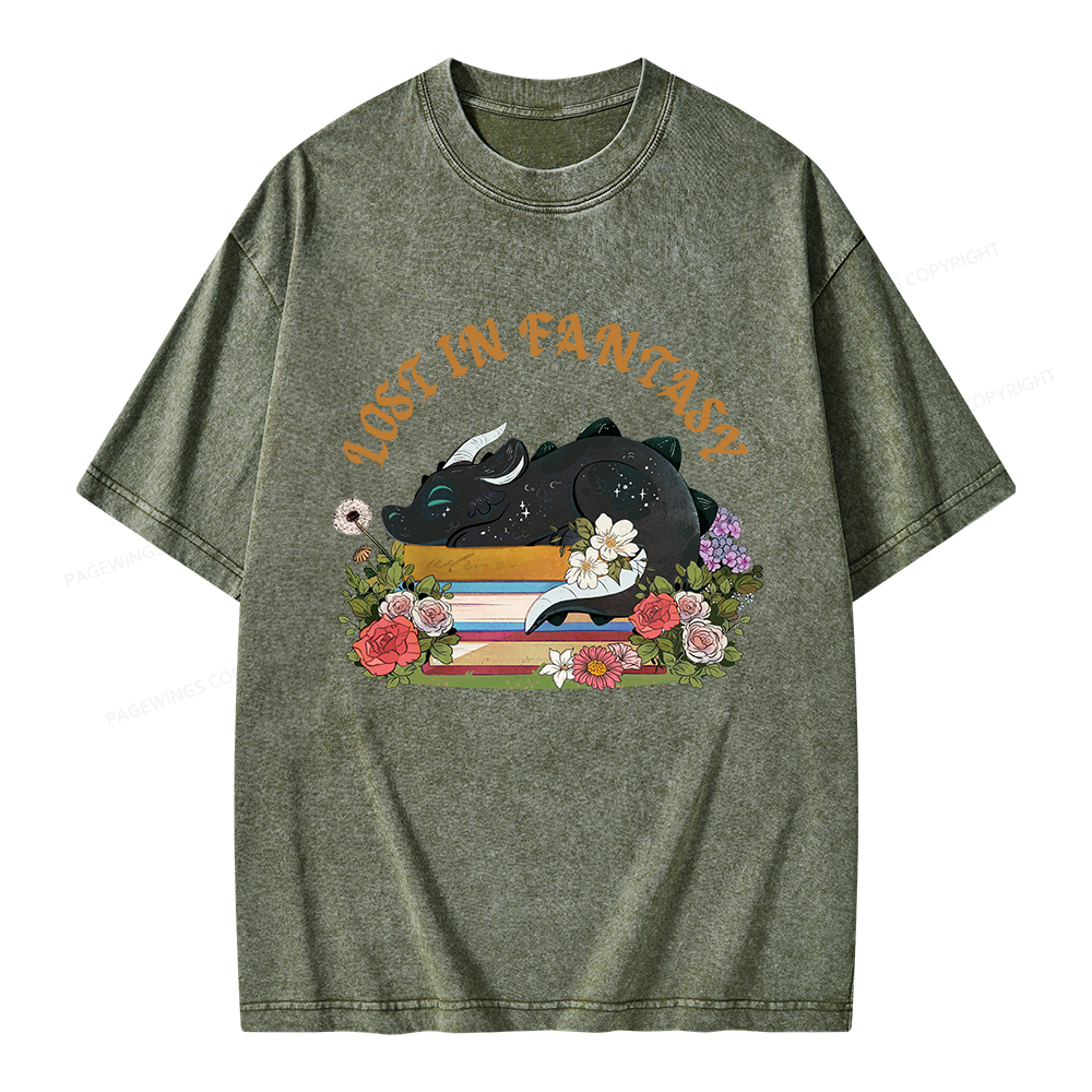 Pagewings Lost In Fantasy Unisex Washed T-shirt