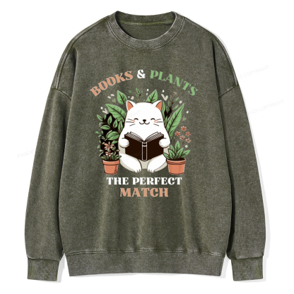Pagewing Books And Plants - The Perfect Match T-Shirt Unisex Washed Sweatshirt