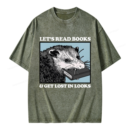 Pagewings Let’s Read Books & Get Lost In Looks Unisex Washed T-shirt