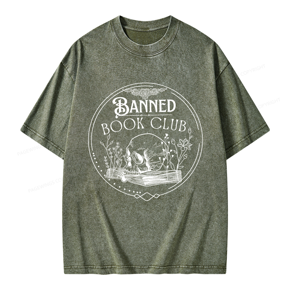 Pagewings Banned Book Club Unisex Washed T-shirt