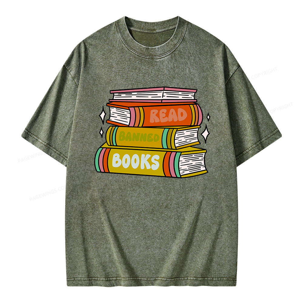 Pagewings Read Banned Books Unisex Washed T-shirt