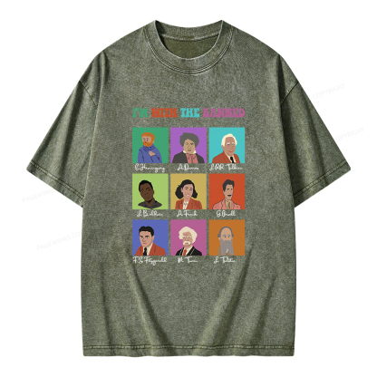 Pagewings I'm With The Banned Unisex Washed T-shirt