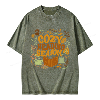 Pagewings Cozy Reading Season Unisex Washed T-shirt
