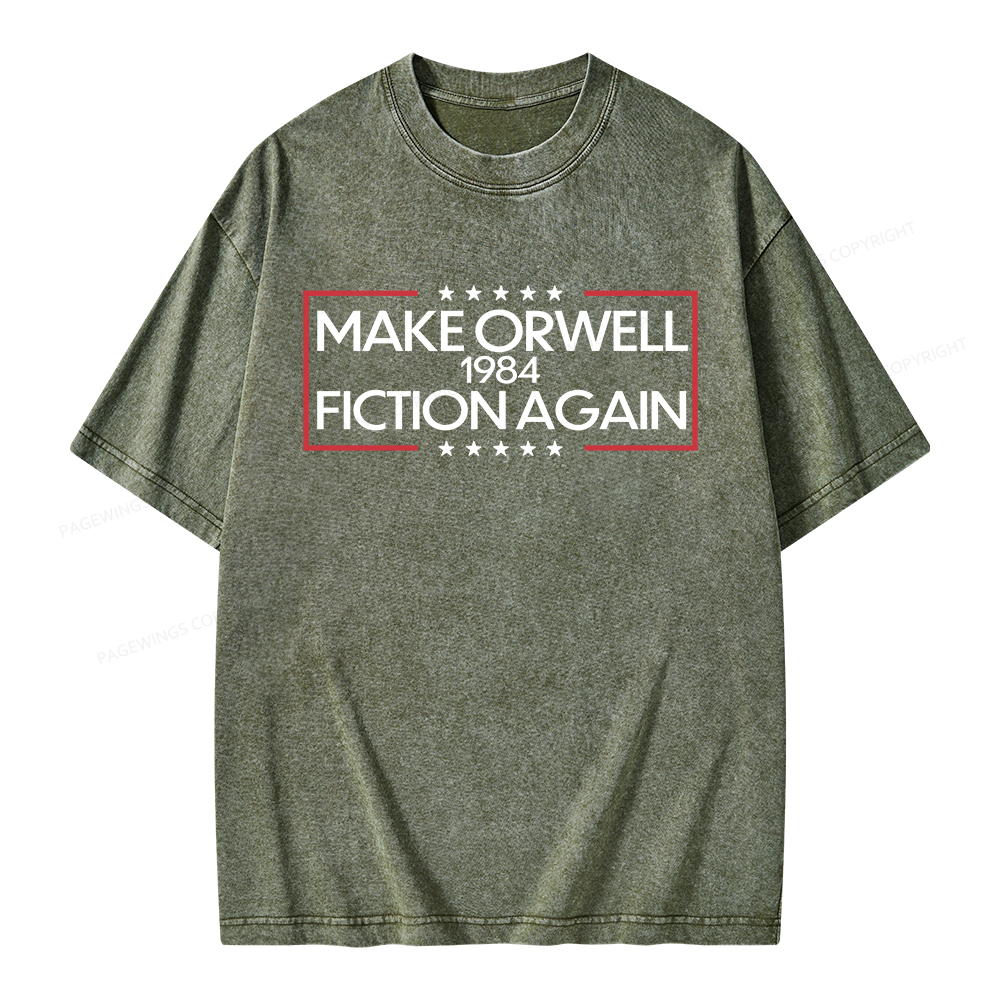Pagewings Make Orwell Fiction Again Unisex Washed T-shirt