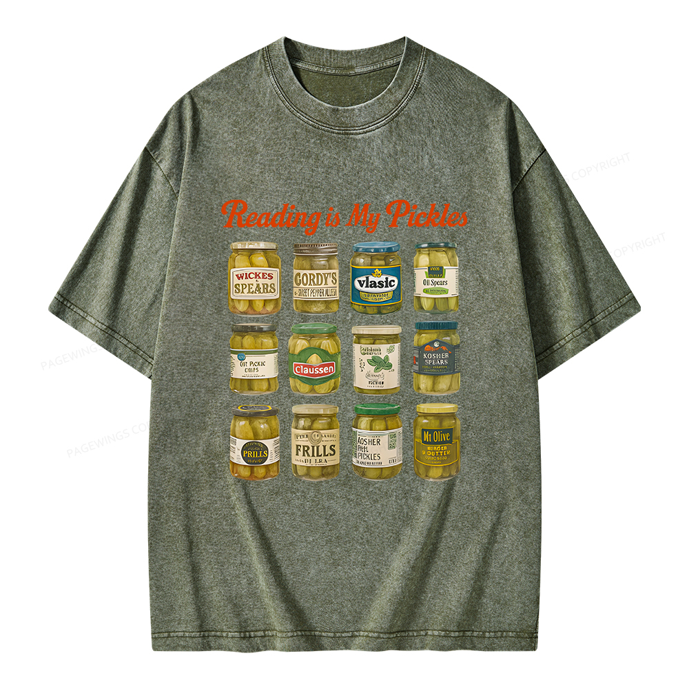 Pagewings Reading Is My Pickles Unisex Washed T-shirt