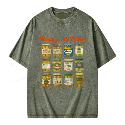 Pagewings Reading Is My Pickles Unisex Washed T-shirt
