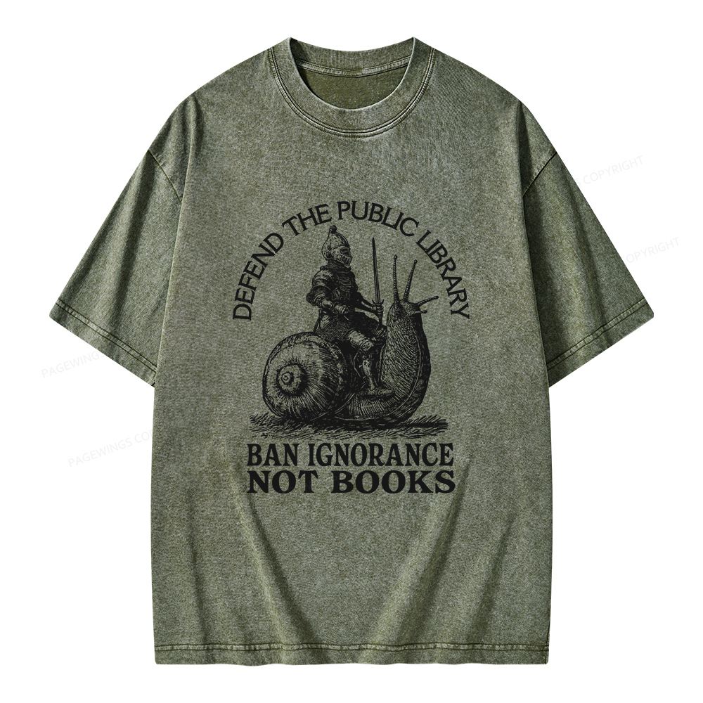 Pagewings Ban Ignorance Not Books Unisex Washed T-shirt
