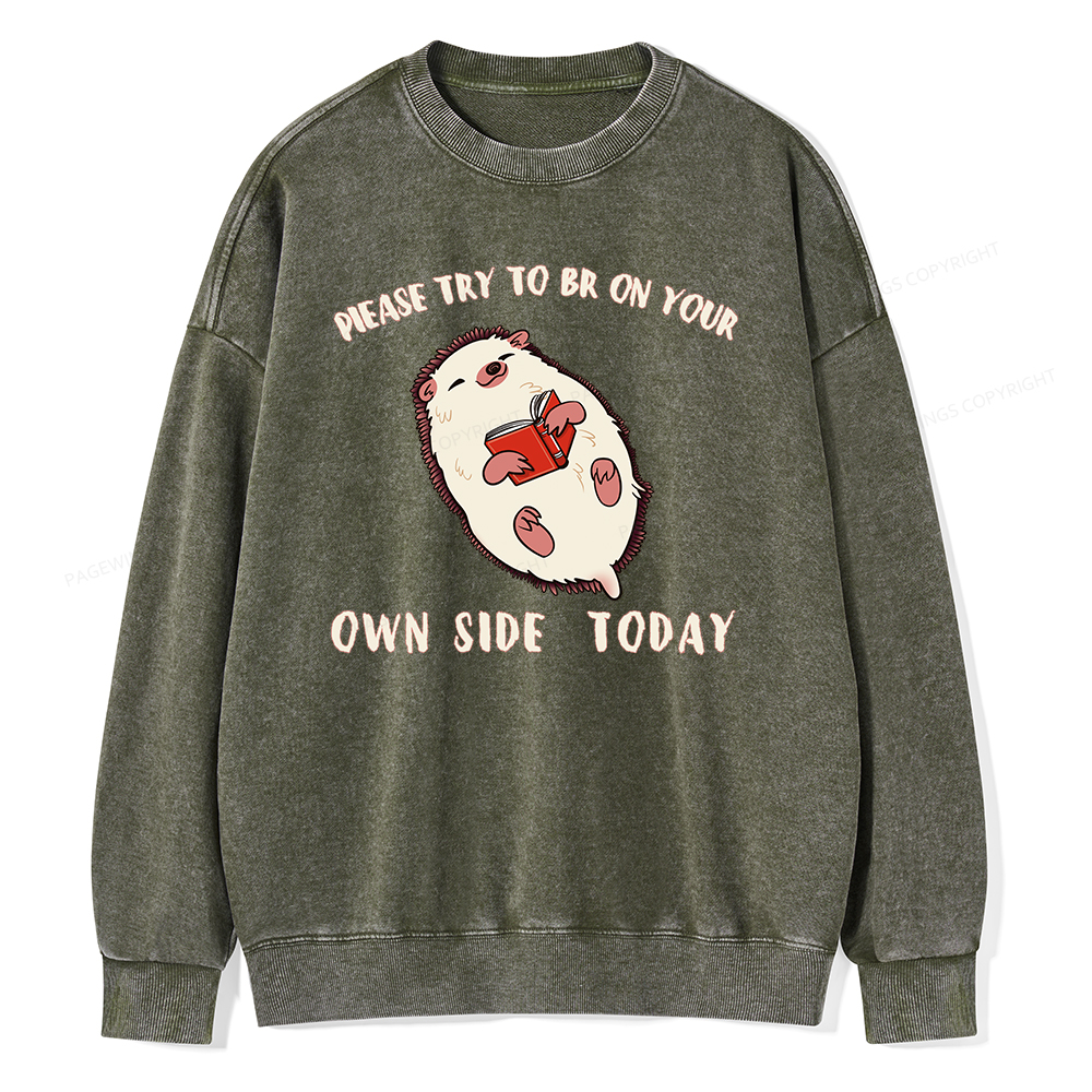 Pagewings Please Try To Be On Your Own Side Today Unisex Washed Sweatshirt