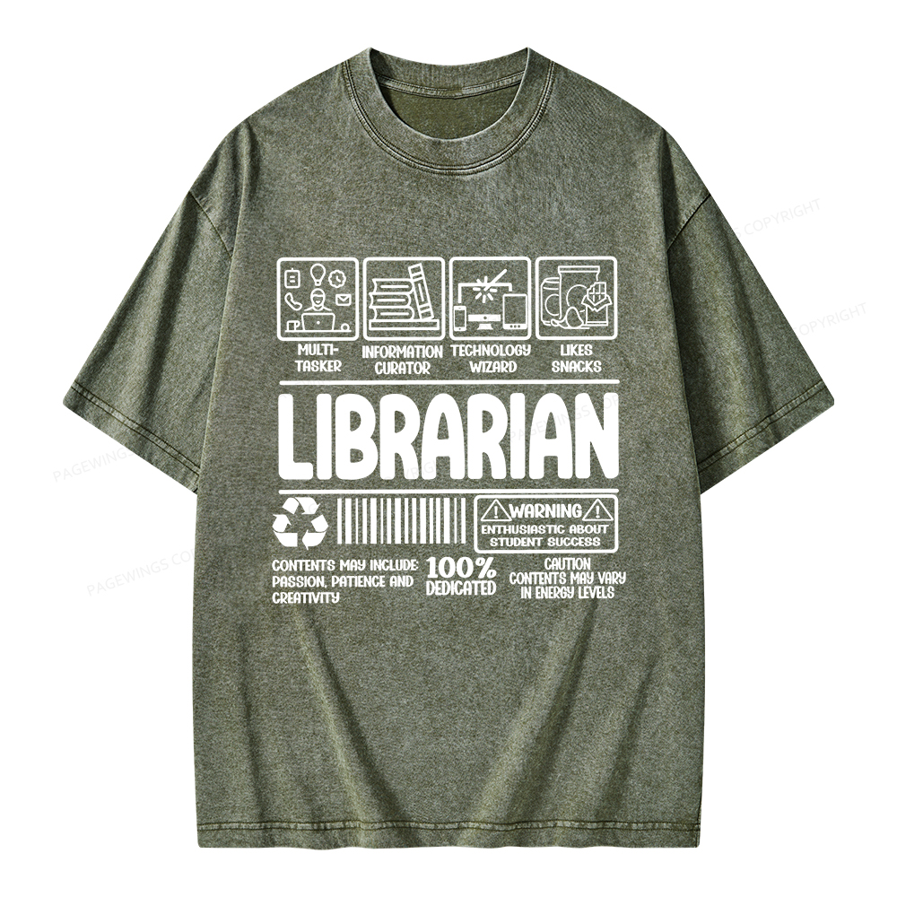 Pagewings Librarian Back To School Unisex Washed T-shirt