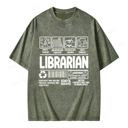 Pagewings Librarian Back To School Unisex Washed T-shirt