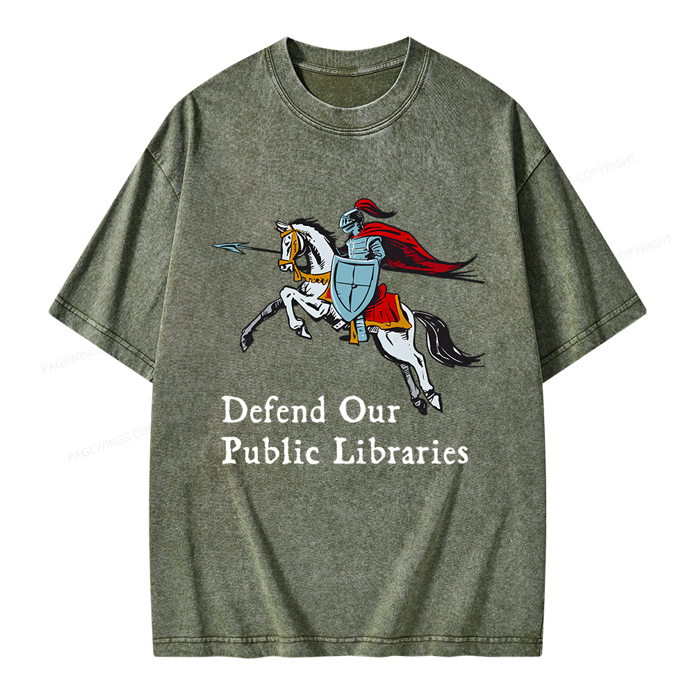 Pagewings Defend Our Public Libraries Unisex Washed T-shirt