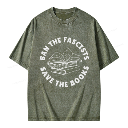 Pagewings Ban The Fascists Save The Books Unisex Washed T-shirt