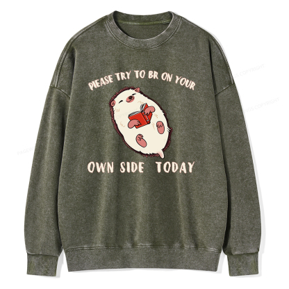 Pagewings Please Try To Be On Your Own Side Today Unisex Washed Sweatshirt