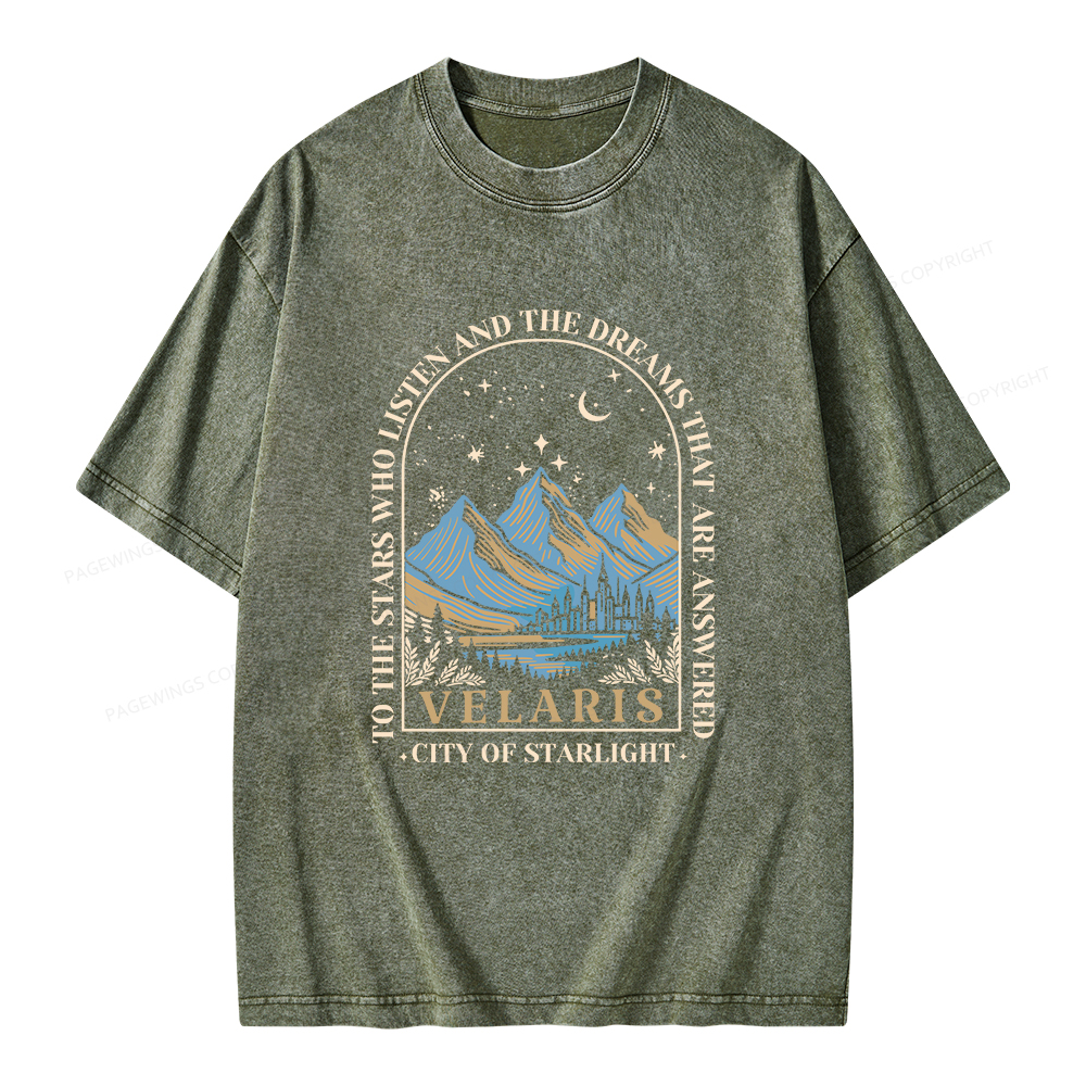 Pagewings Velaris City of Starlight Bookish Unisex Washed T-shirt