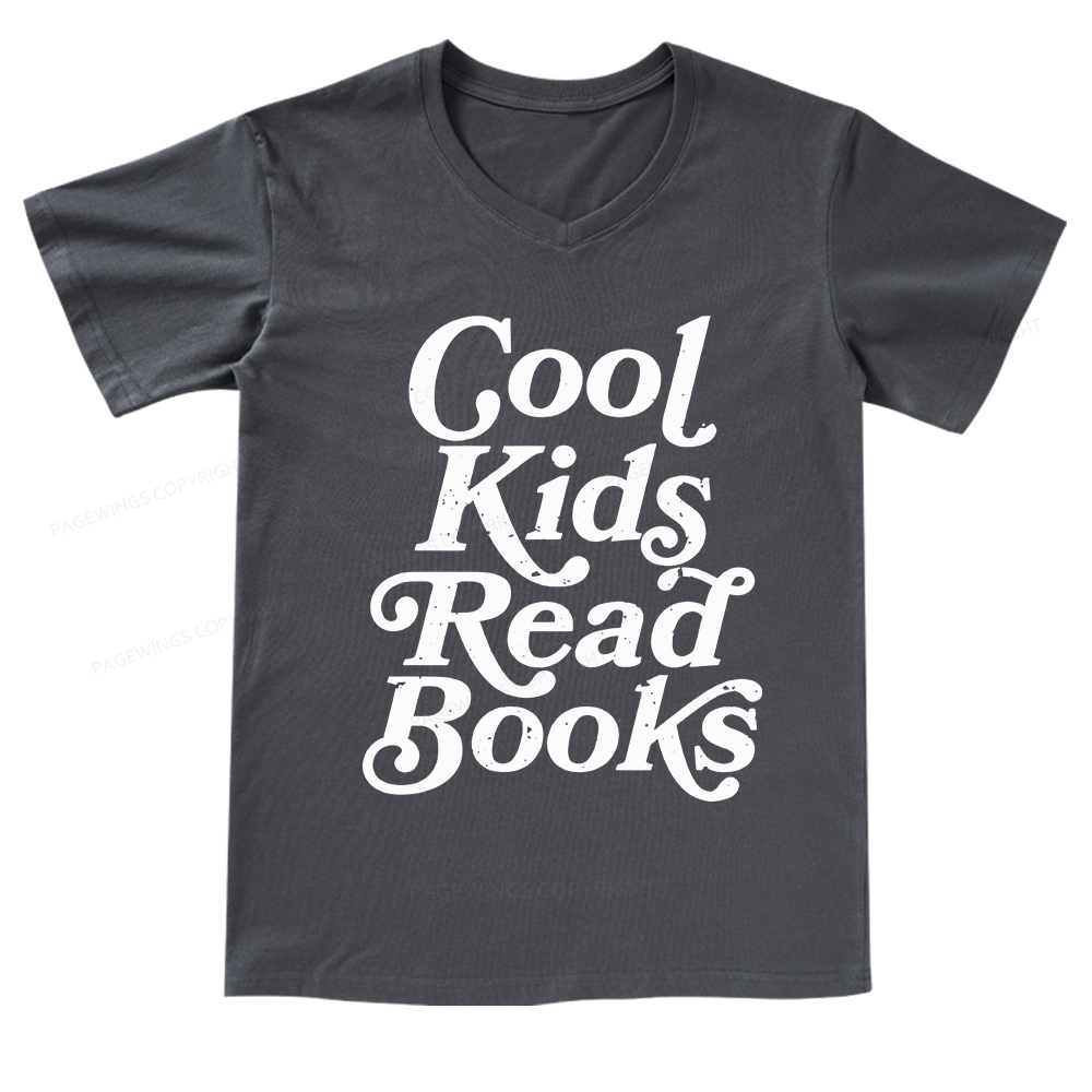 Pagewings Cool Kids Read Books V-neck T-shirt