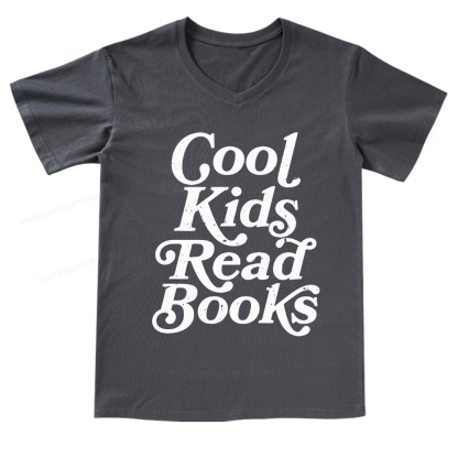 Pagewings Cool Kids Read Books V-neck T-shirt