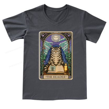 Pagewings The Reader Cat Tarot Cards V-neck T-shirt