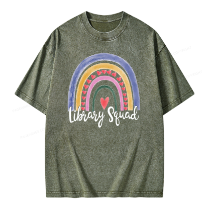 Pagewings Librarian Tee, Library Team Tee, Library Squad Shirt Unisex Washed T-shirt