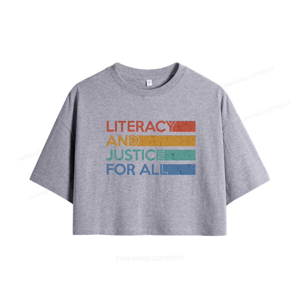 Pagewings Literacy and Justice For All Women Crop Tops