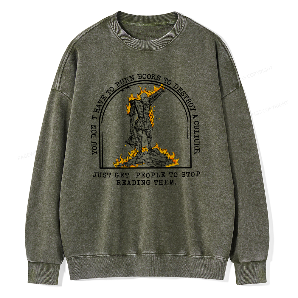 Pagewings Book Lovers Shirts, Literary Gift Unisex Washed Sweatshirt