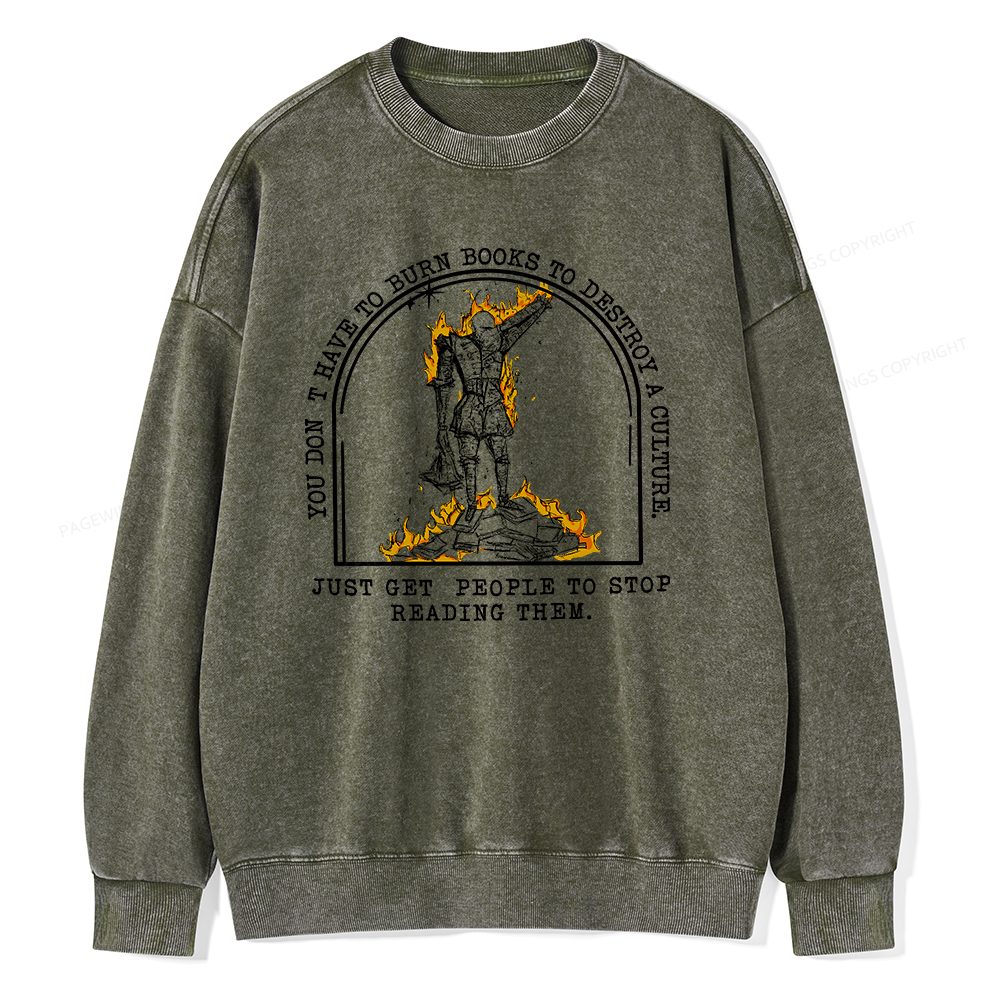 Pagewings Book Lovers Shirts, Literary Gift Unisex Washed Sweatshirt