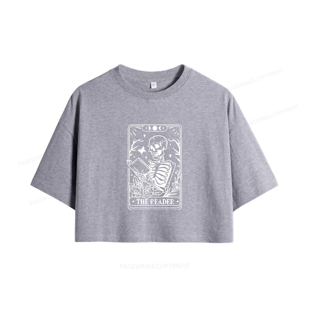 Pagewings Halloween The Reader Tarot Card Women Crop Tops