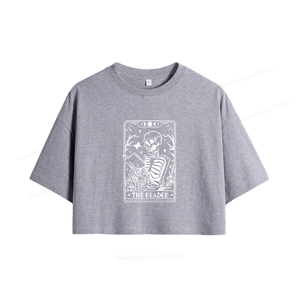 Pagewings Halloween The Reader Tarot Card Women Crop Tops