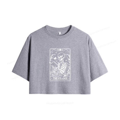 Pagewings Halloween The Reader Tarot Card Women Crop Tops