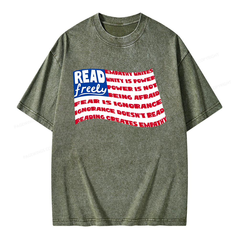 Pagewings Read Freely Empathy Unites Unisex Washed T-shirt