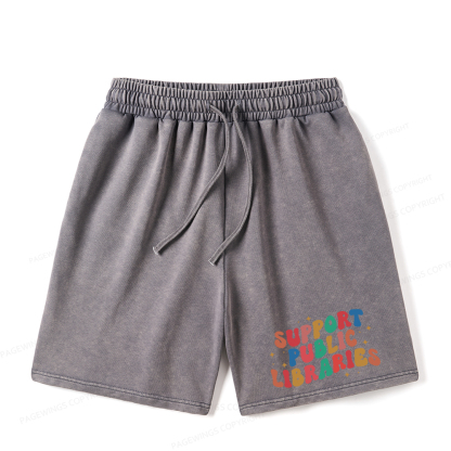 Pagewings Public Library Unisex Washed Shorts