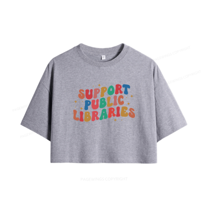 Pagewings Public Library Women Crop Tops