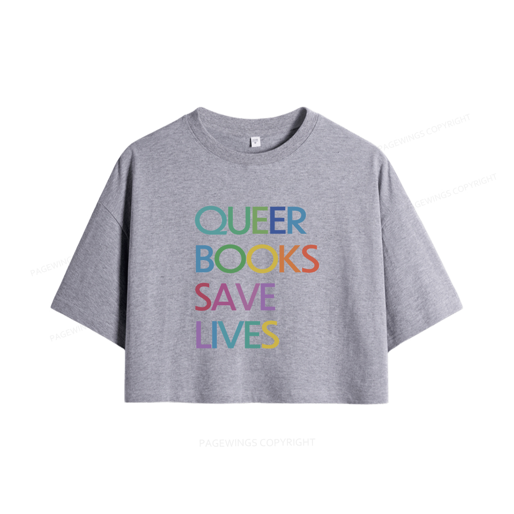 Pagewings Queer Books Save Lives Women Crop Tops
