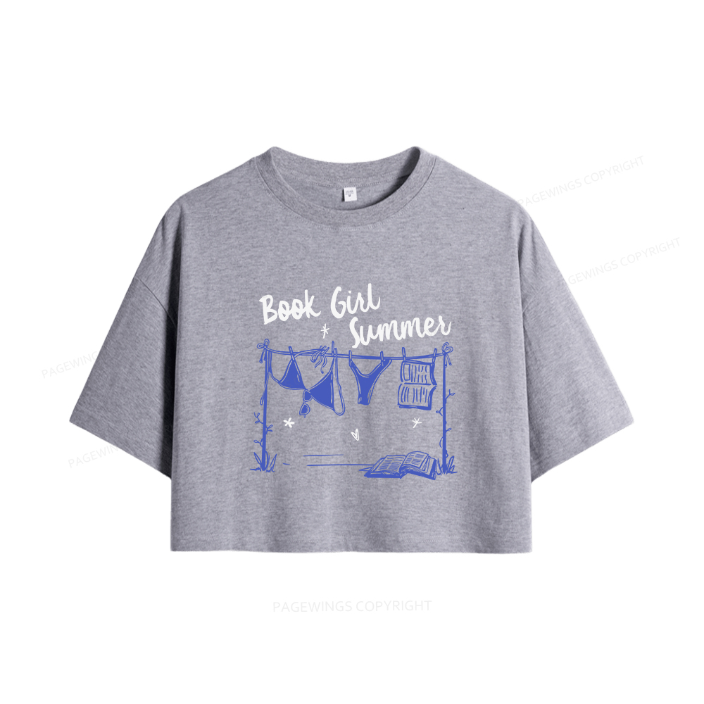 Pagewings Book Girl Summer Bookish Women Crop Tops