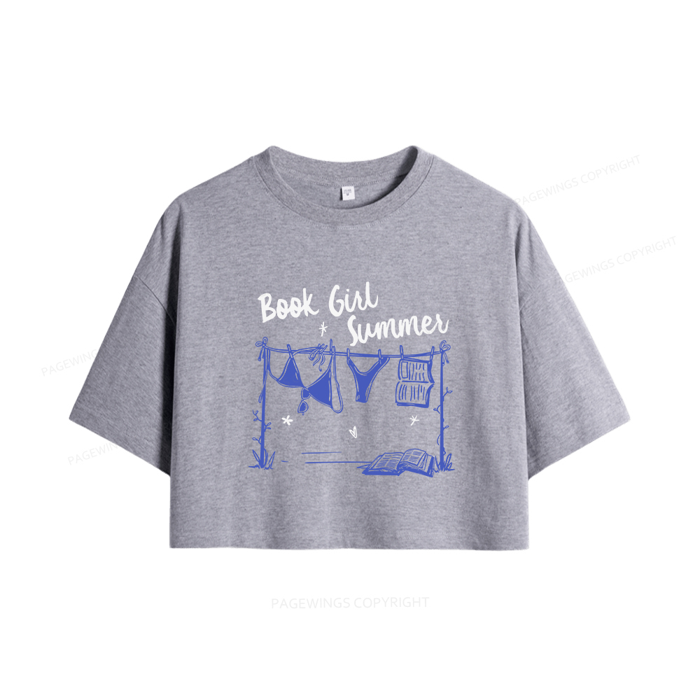 Pagewings Book Girl Summer Bookish Women Crop Tops