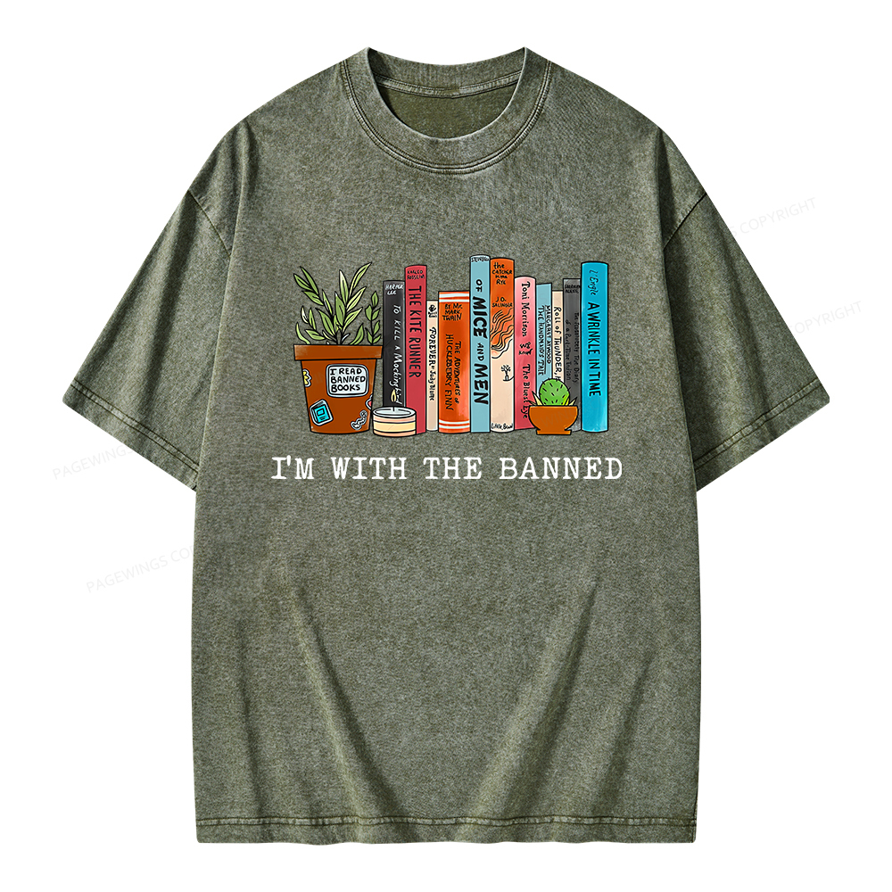 Pagewings I'm With The Banned Reading Book Unisex Washed T-shirt