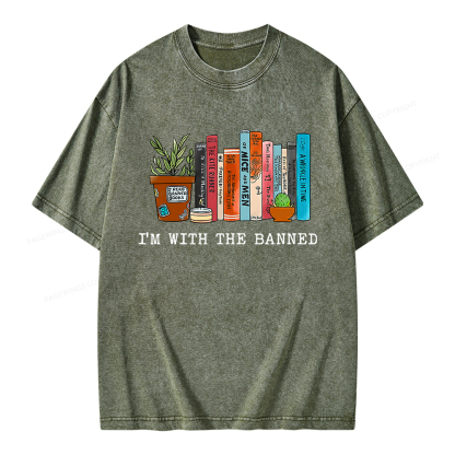 Pagewings I'm With The Banned Reading Book Unisex Washed T-shirt