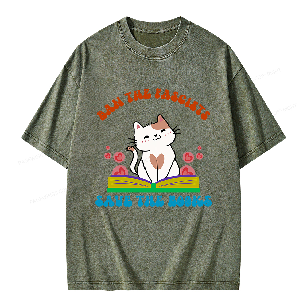 Pagewings Ban The Fascists Save The Books Unisex Washed T-shirt
