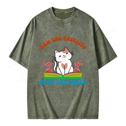 Pagewings Ban The Fascists Save The Books Unisex Washed T-shirt