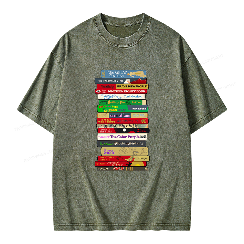Pagewings Classic Banned Books Unisex Washed T-shirt