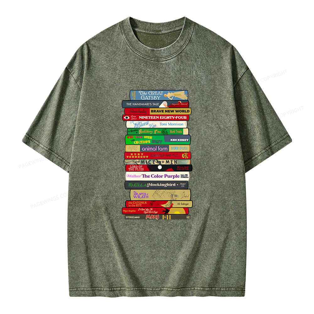 Pagewings Classic Banned Books Unisex Washed T-shirt