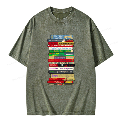 Pagewings Classic Banned Books Unisex Washed T-shirt