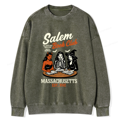 Pagewings Salem Book Club Unisex Washed Sweatshirt